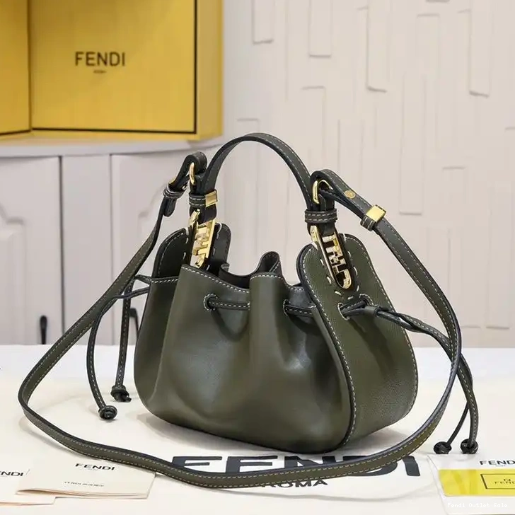 Cheap In Calf Green Leather Pomodorino Mini Bucket Fendi Bag 0628